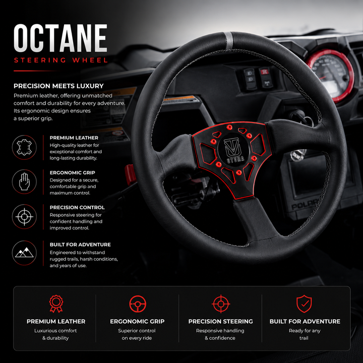 UTVMA Octane Leather Steering Wheel With Hub